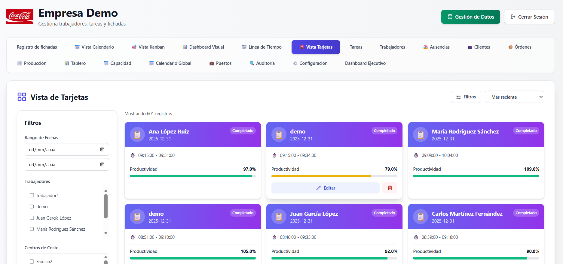 Calendario de planificación visual